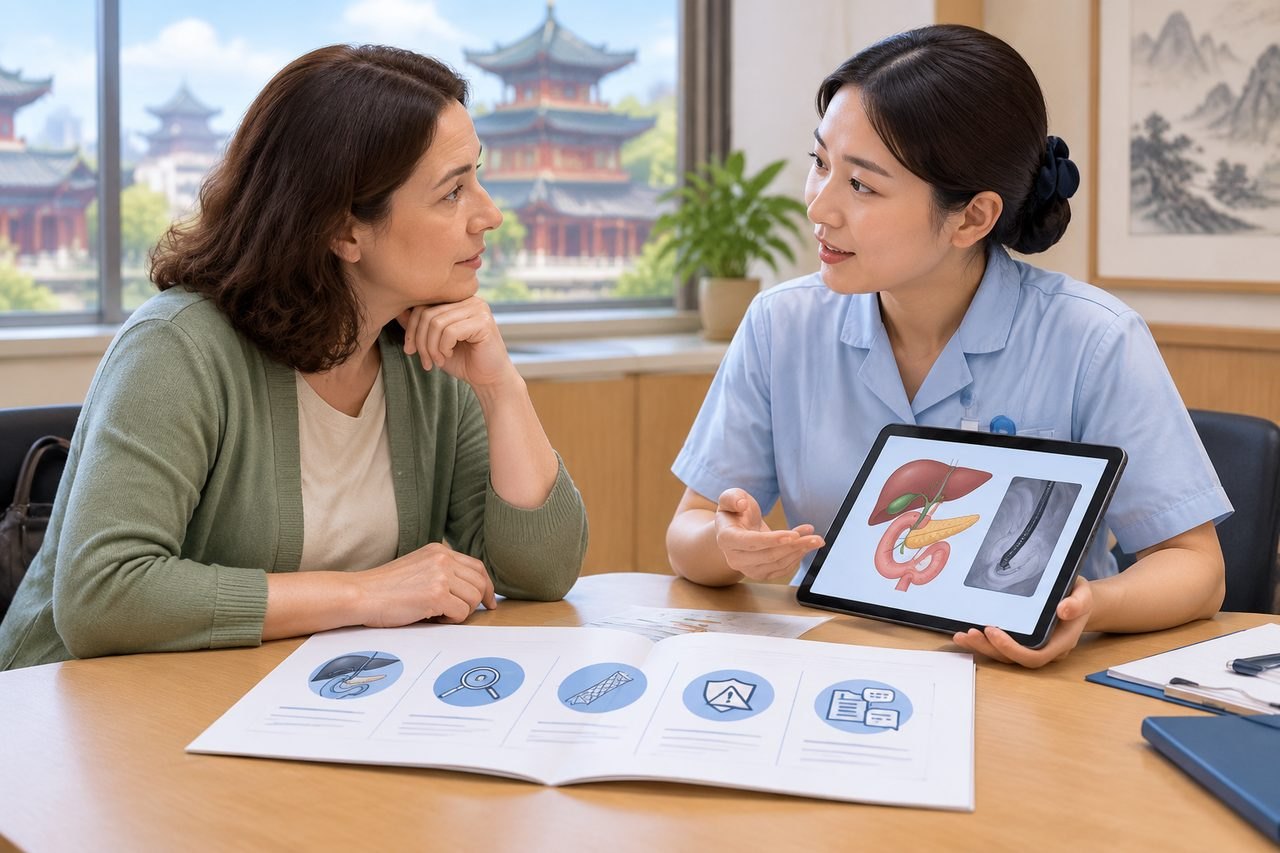 Editorial illustration: ERCP in China: Consent Questions Before Agreeing to Care