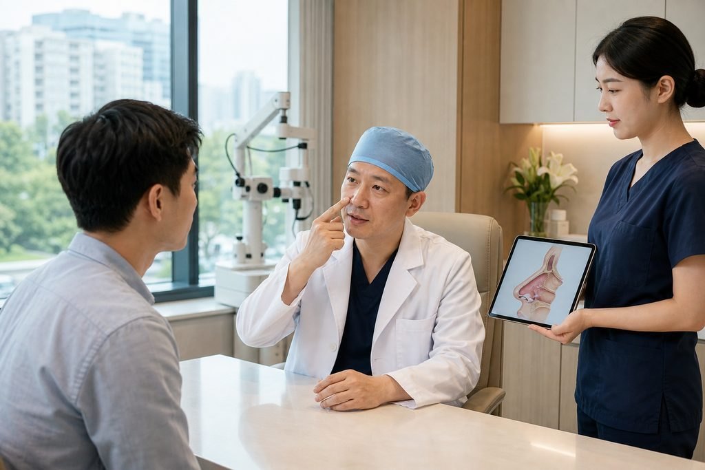 Editorial illustration: Septoplasty in China: Questions About Risks and Alternatives
