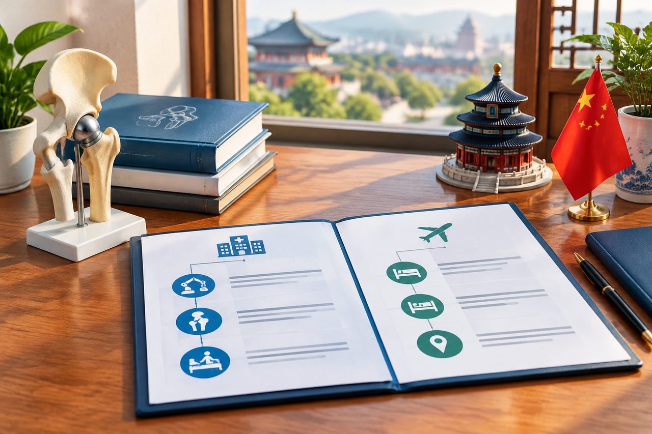 Editorial illustration: Robotic Hip Replacement in China: Separating Medical and Travel Timelines