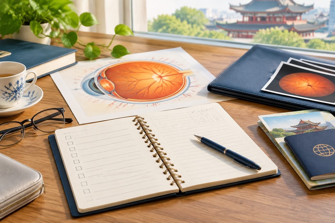 AI illustration: Travelling for Diabetic Retinopathy Care in China: Planning Repeat Visits