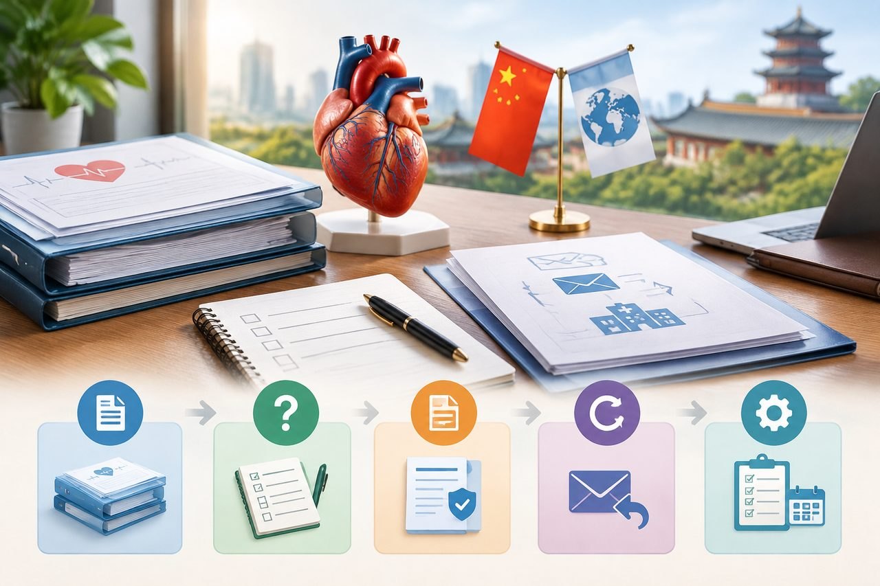 Editorial illustration: Coronary Bypass Surgery in China: Communicating With Your Home Medical Team