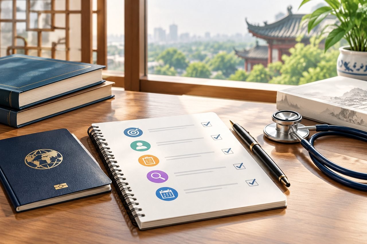 Editorial illustration: Executive Health Checkups in China: Preparing Questions for the Clinician