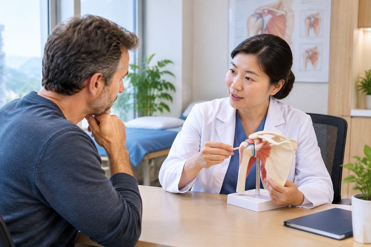 AI illustration: Travelling to China for Shoulder Tendon Repair: Arranging Practical Help