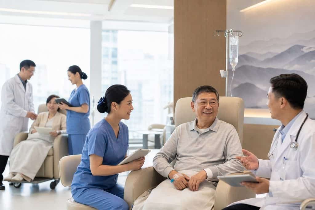 Editorial illustration: Multiple Myeloma Treatment in China: Communicating With Your Home Medical Team