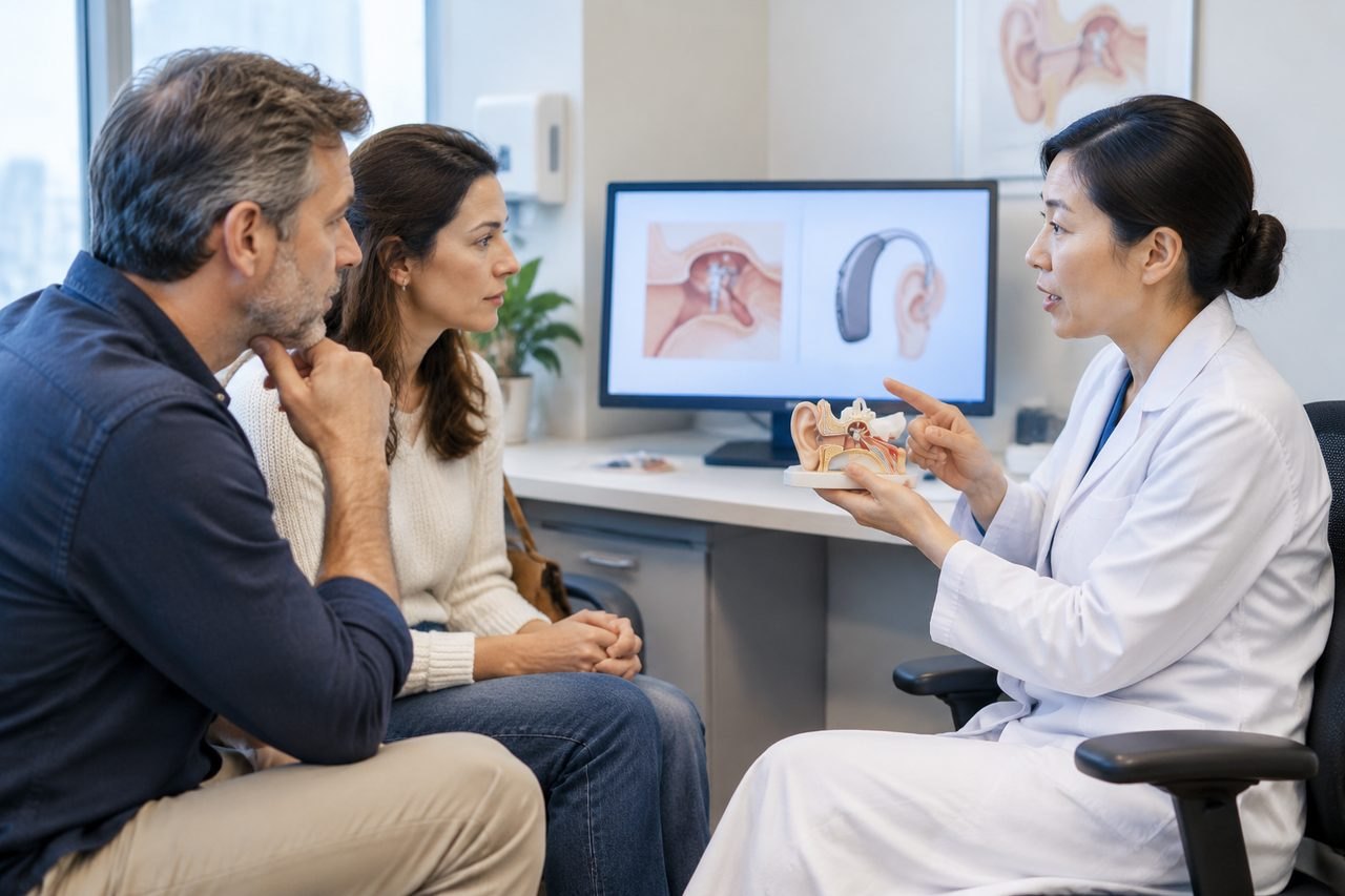 AI illustration: Cochlear Implant or Hearing Aids? Questions for a China Assessment