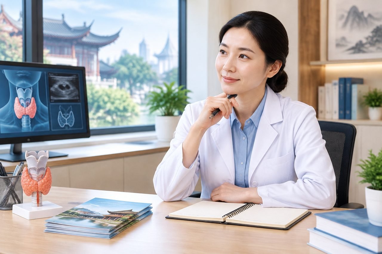 Editorial illustration: Thyroid Health Assessment in China: One Appointment or Several Visits?