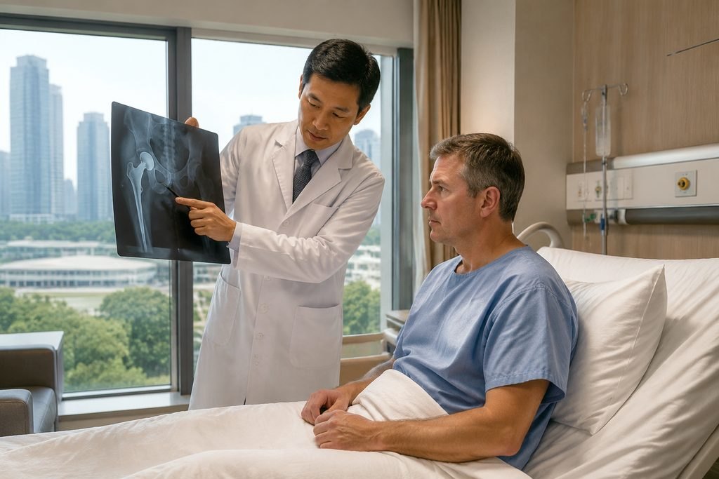 AI illustration: Revision Hip Replacement in China: Questions About a Staged Plan