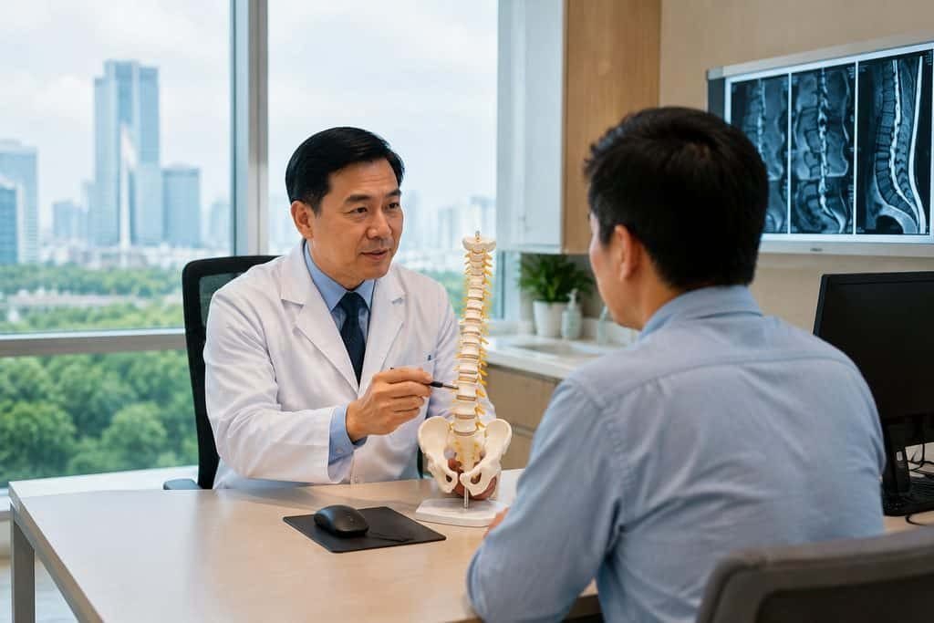 Editorial illustration: Lumbar Fusion in China: Separating Medical and Travel Timelines