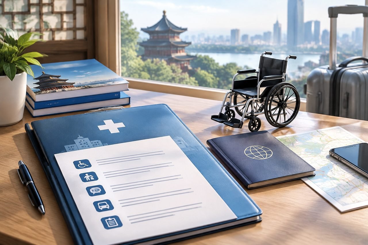 Editorial illustration: China Medical Travel: Planning Accessibility Support for a Hospital Visit
