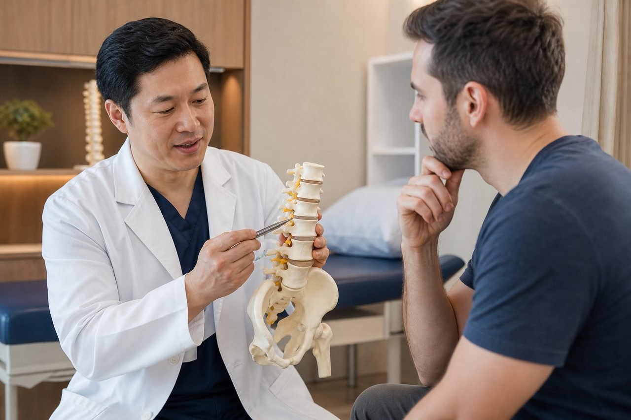 AI illustration: Planning Travel for Lumbar Disc Replacement in China