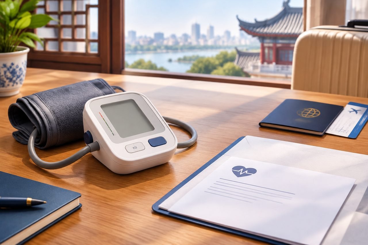 Editorial illustration: Blood Pressure Assessment in China: Receiving Reports After You Leave