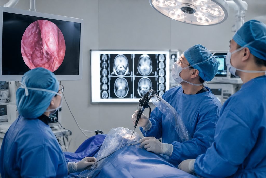 Editorial illustration: Endoscopic Skull Base Surgery in China: Separating Medical and Travel Timelines