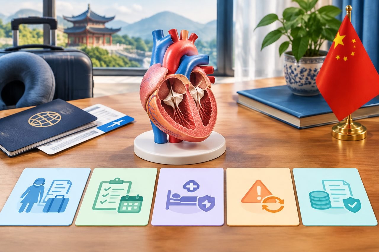 AI illustration: Planning Heart Valve Repair in China With a Relative Travelling Along
