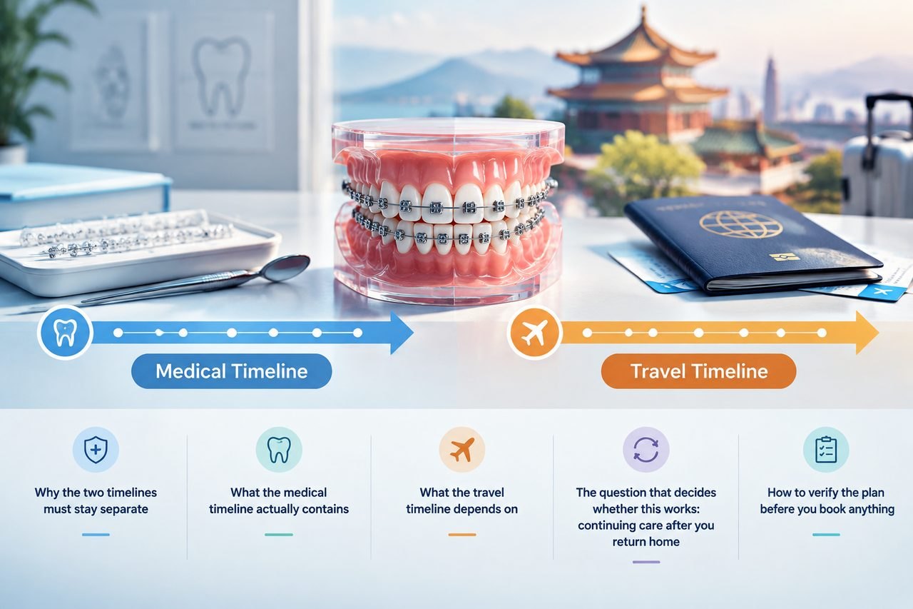 Editorial illustration: Orthodontic Treatment in China: Separating Medical and Travel Timelines