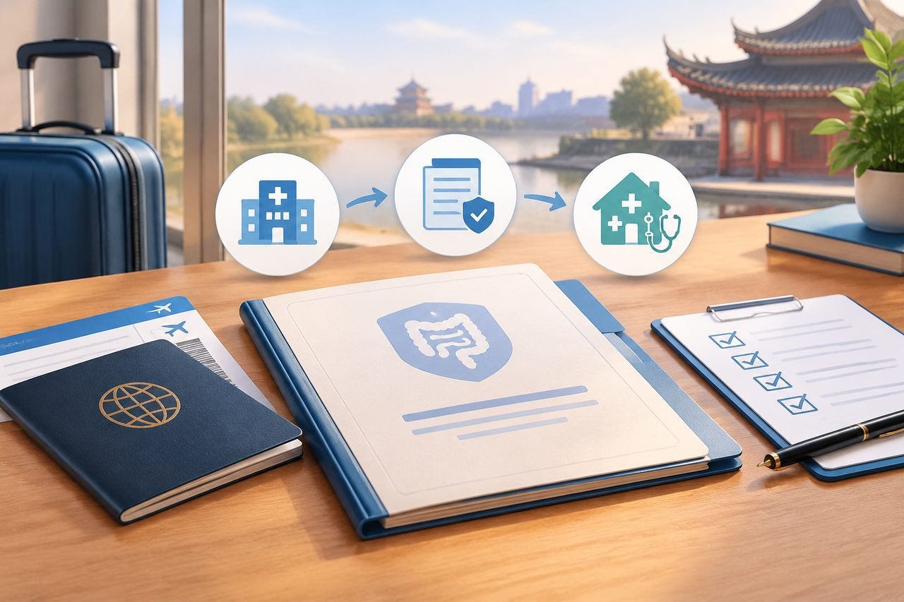 Editorial illustration: Colorectal Cancer Screening in China: Receiving Reports After You Leave