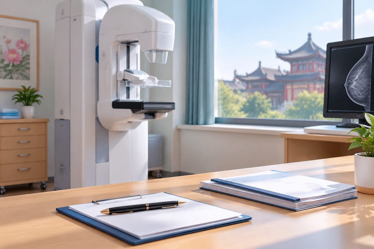 Editorial illustration: Breast Screening in China: Receiving Reports After You Leave