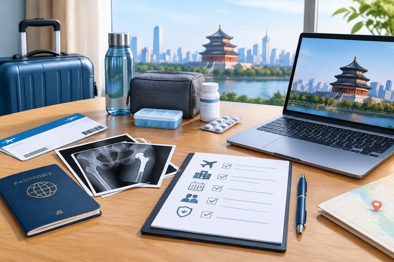 AI illustration: Travelling for Anterior Hip Replacement in China: Planning Practical Support