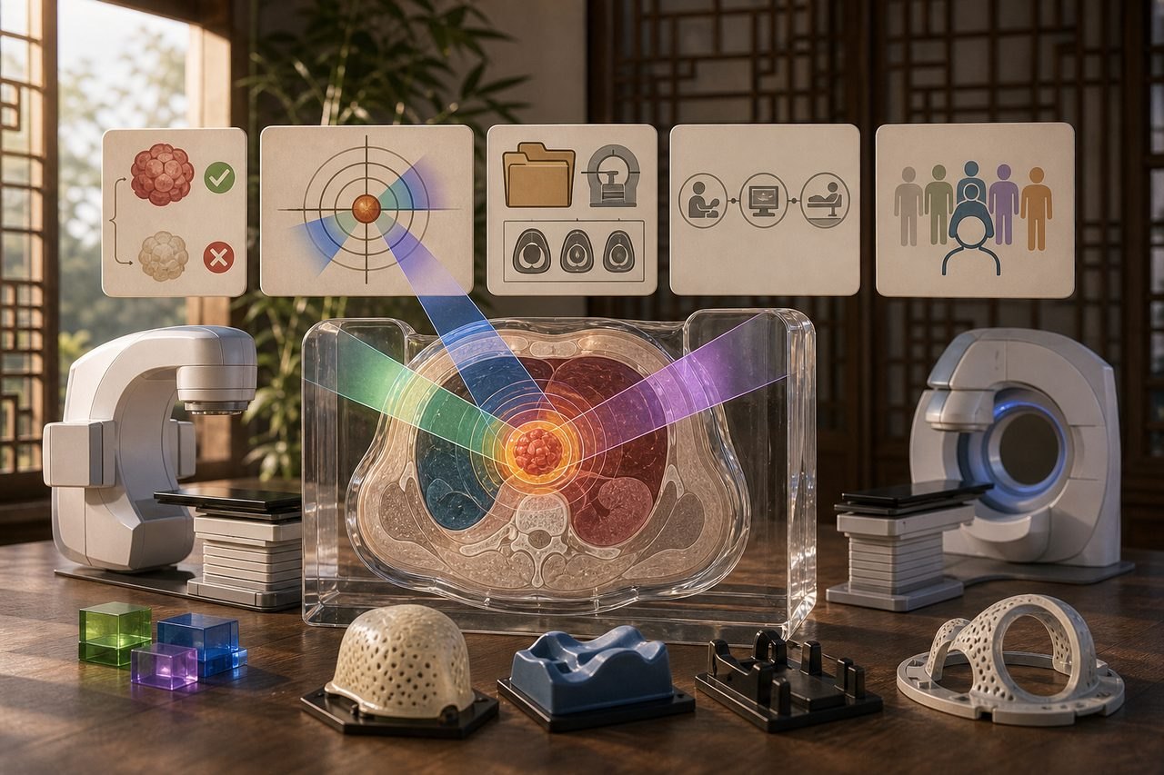 Illustrative image: A collection of medical models and equipment illustrating various diagnostic processes.