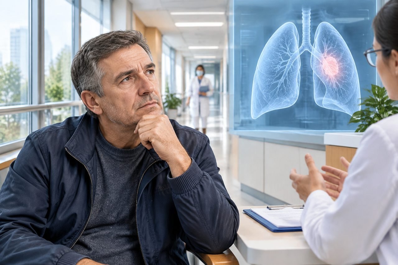 Illustrative image: A patient discusses health concerns with a medical professional in a clinic setting.