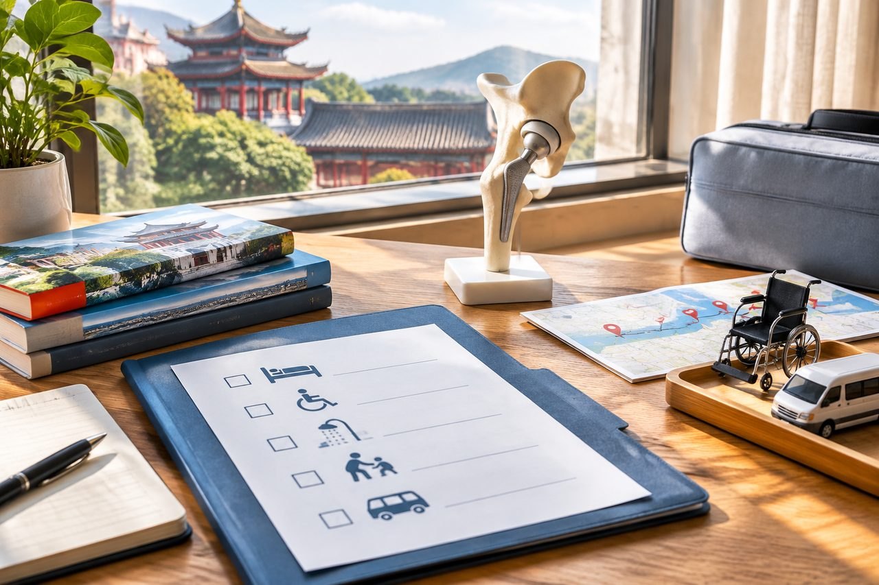 AI illustration: Hip Replacement in China: Planning Accessible Accommodation and Help