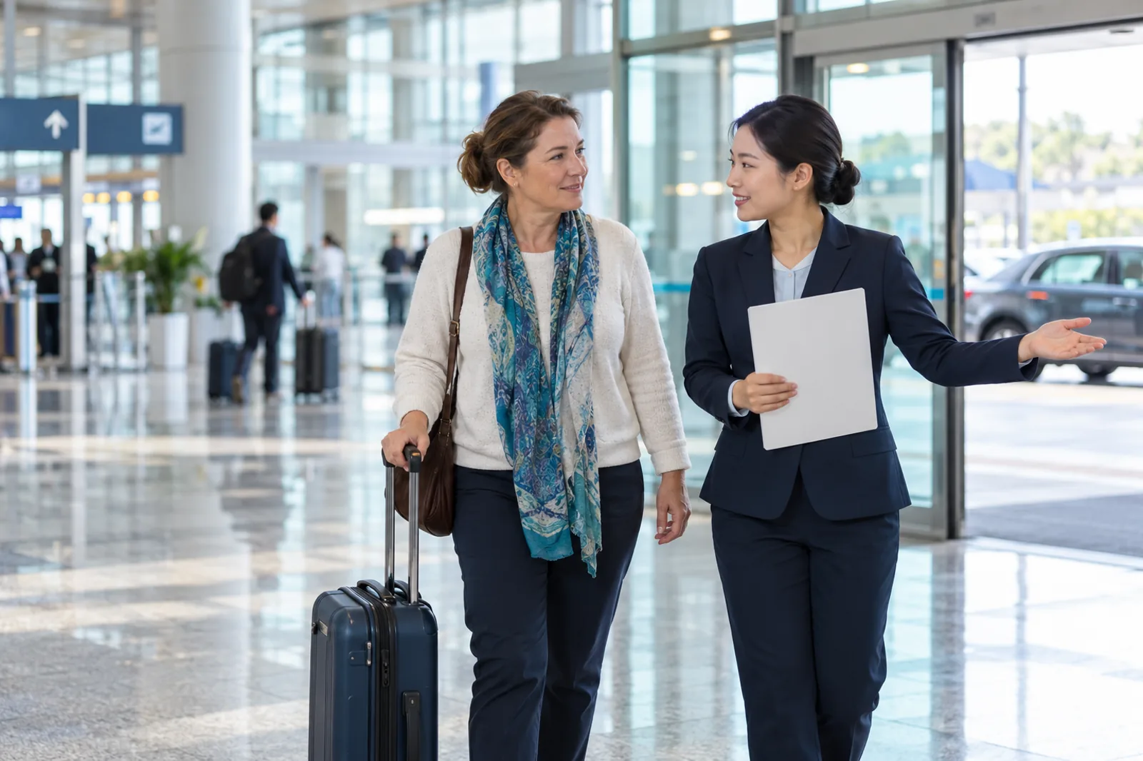 International medical traveller welcomed at a Chinese airport by a bilingual patient coordinator