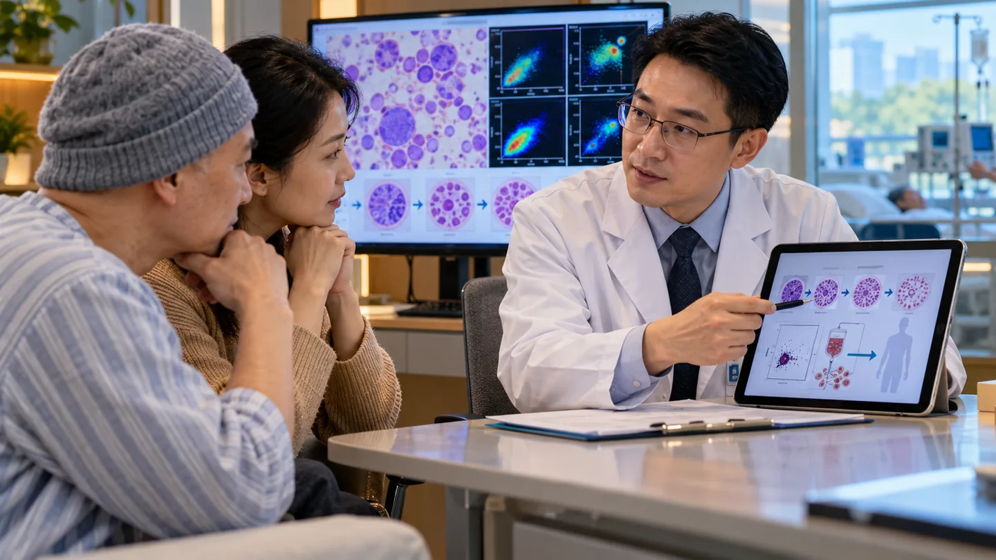 Chinese hematology follow-up reviewing marrow response and transplant planning