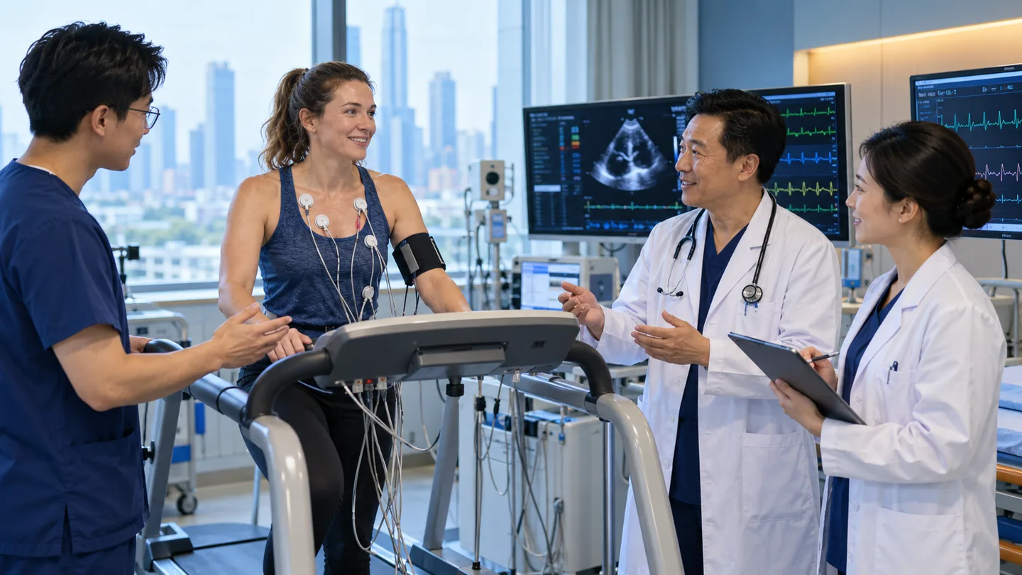 International adult congenital heart patient completing specialist exercise and rhythm follow-up after surgery