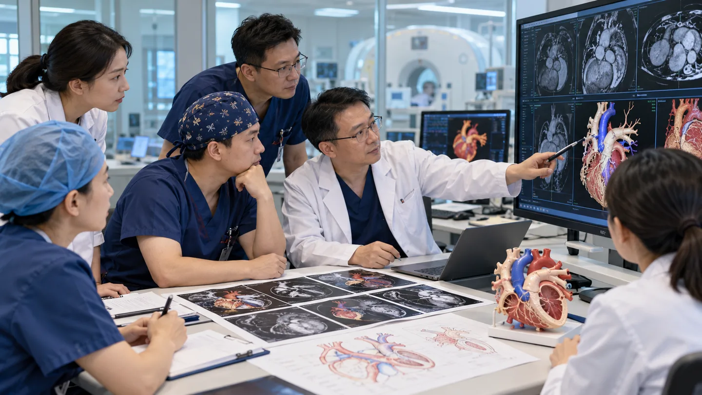 Chinese congenital heart team reconstructing complex anatomy from MRI CT and prior operative diagrams