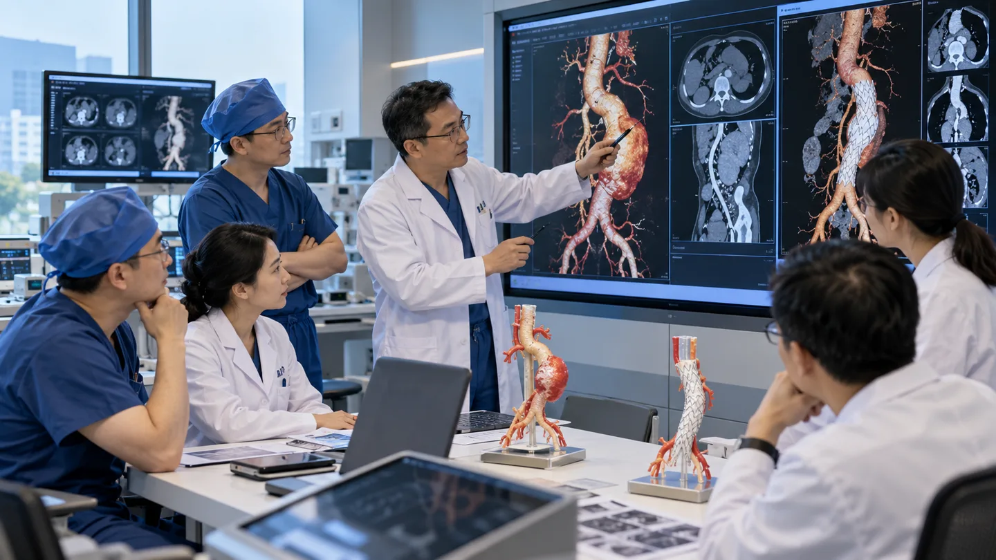 Chinese multidisciplinary aortic team planning open and endovascular repair from CT angiography