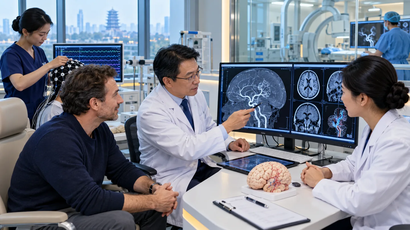 International patient completing seizure neurologic and angiographic follow-up after brain AVM treatment