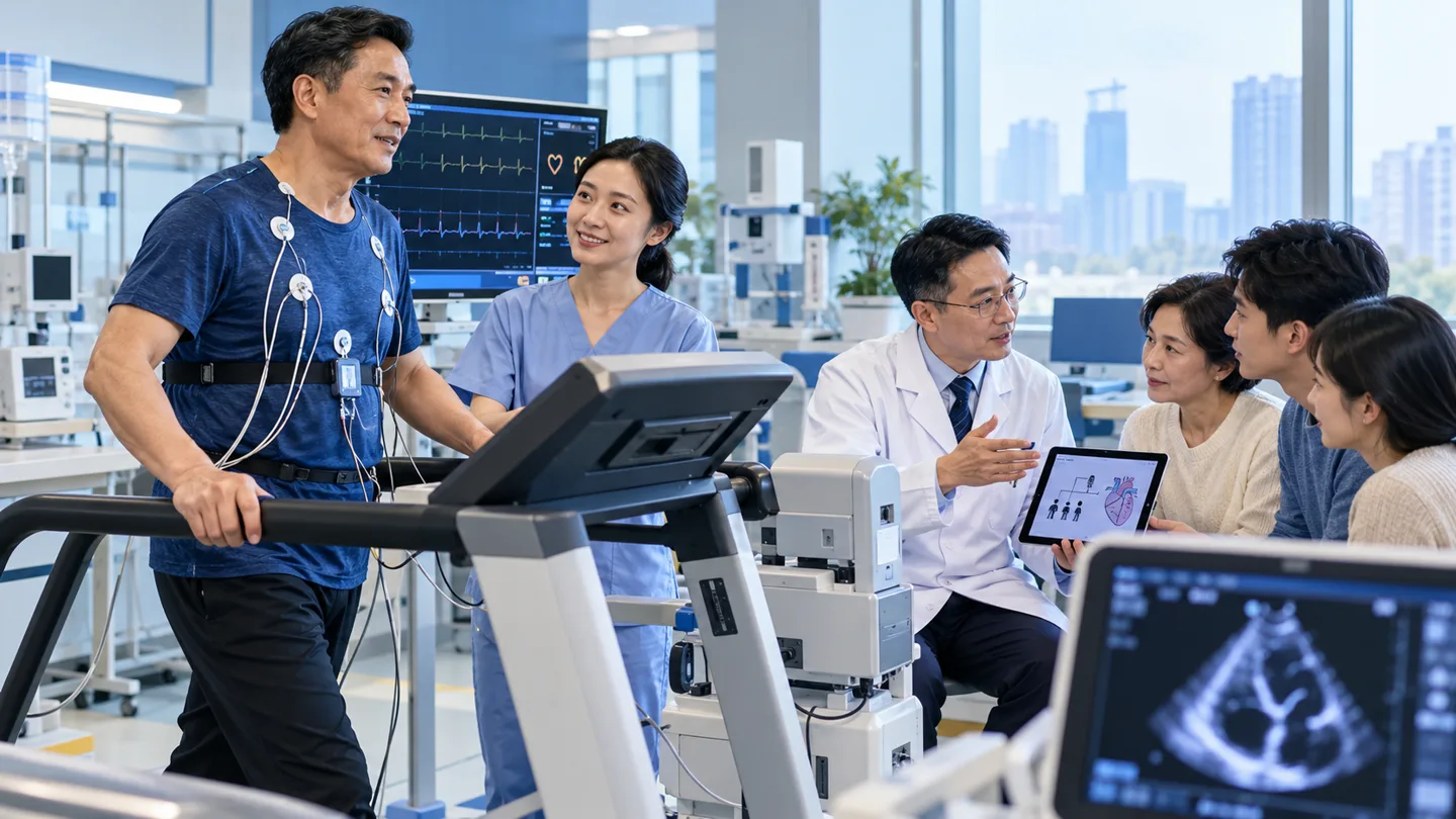 International cardiomyopathy patient receiving exercise rhythm and family follow-up planning