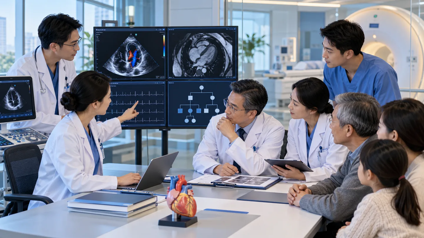 Chinese cardiac imaging team comparing echocardiography MRI ECG and genetic findings