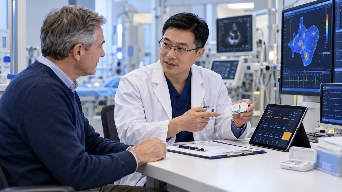 International patient reviewing ambulatory rhythm monitoring after catheter ablation