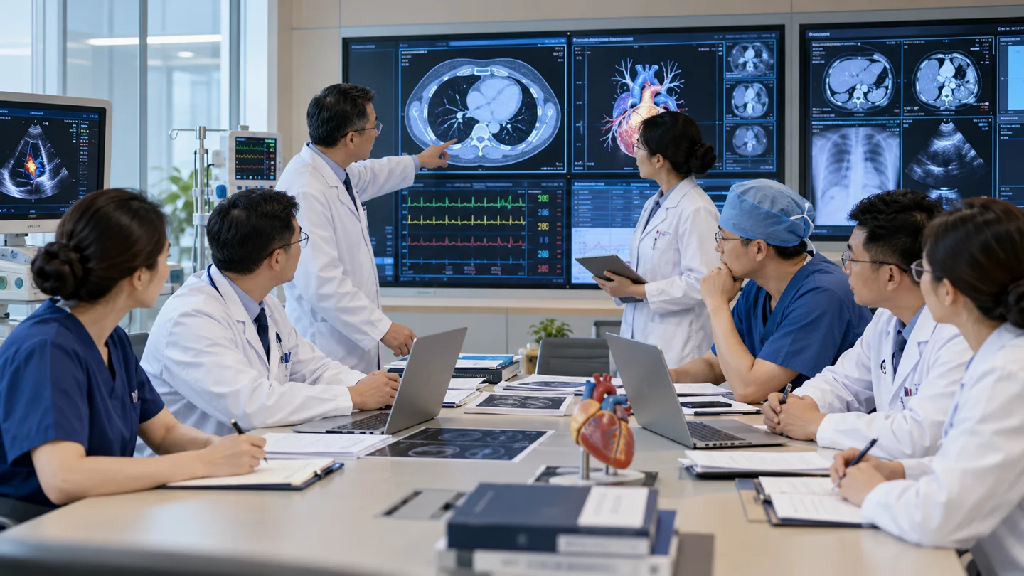 Chinese transplant multidisciplinary team reviewing hemodynamics organ function and donor eligibility