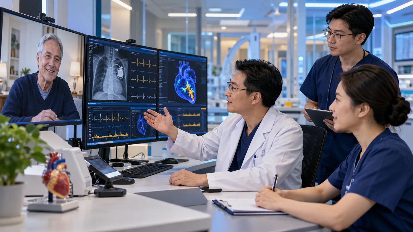 International patient receiving remote ICD CRT interrogation and heart failure follow-up
