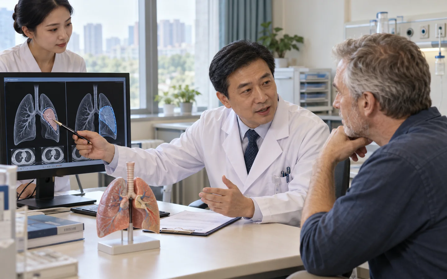 Chinese thoracic surgeon comparing lung segmentectomy and lobectomy with an international patient
