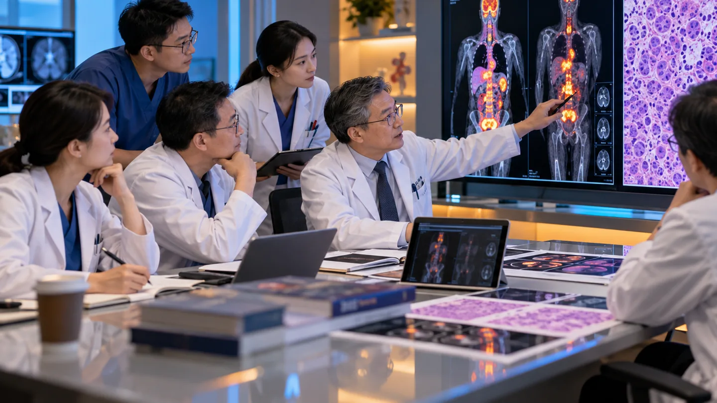 Chinese multidisciplinary lymphoma board reviewing PET images and pathology together