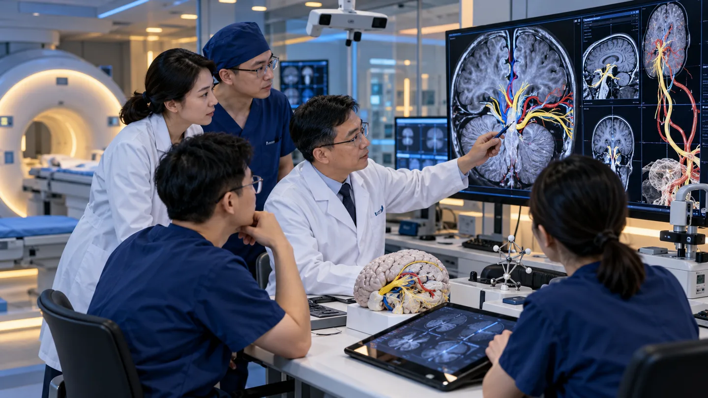 Chinese neurosurgical team planning cranial nerve and vessel separation from high resolution MRI