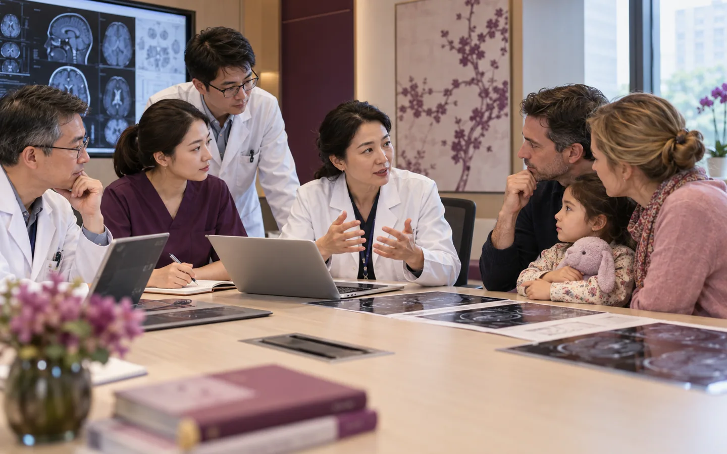 Chinese multidisciplinary rare disease team meeting with an international family