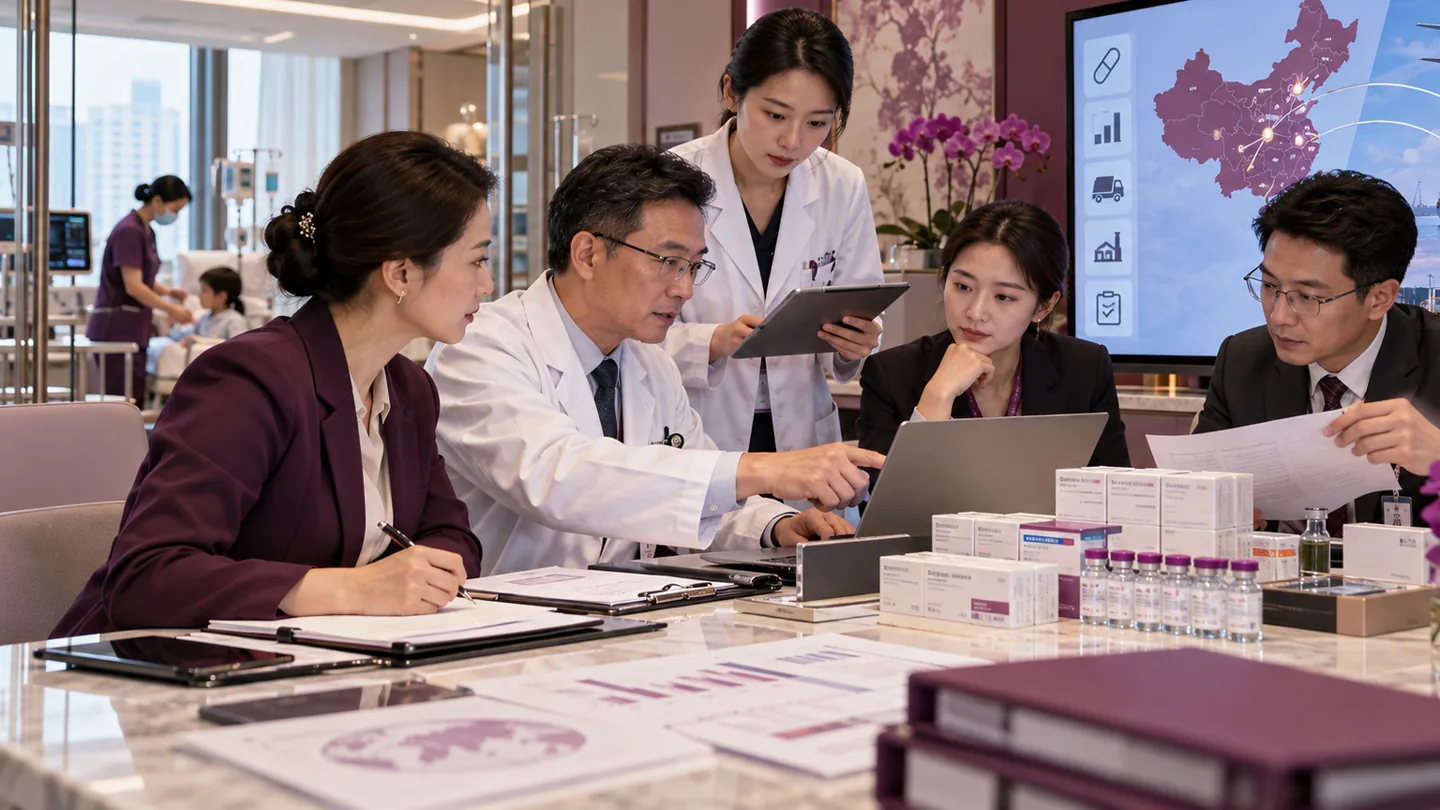 Chinese hospital access team verifying product approval supply monitoring and import requirements