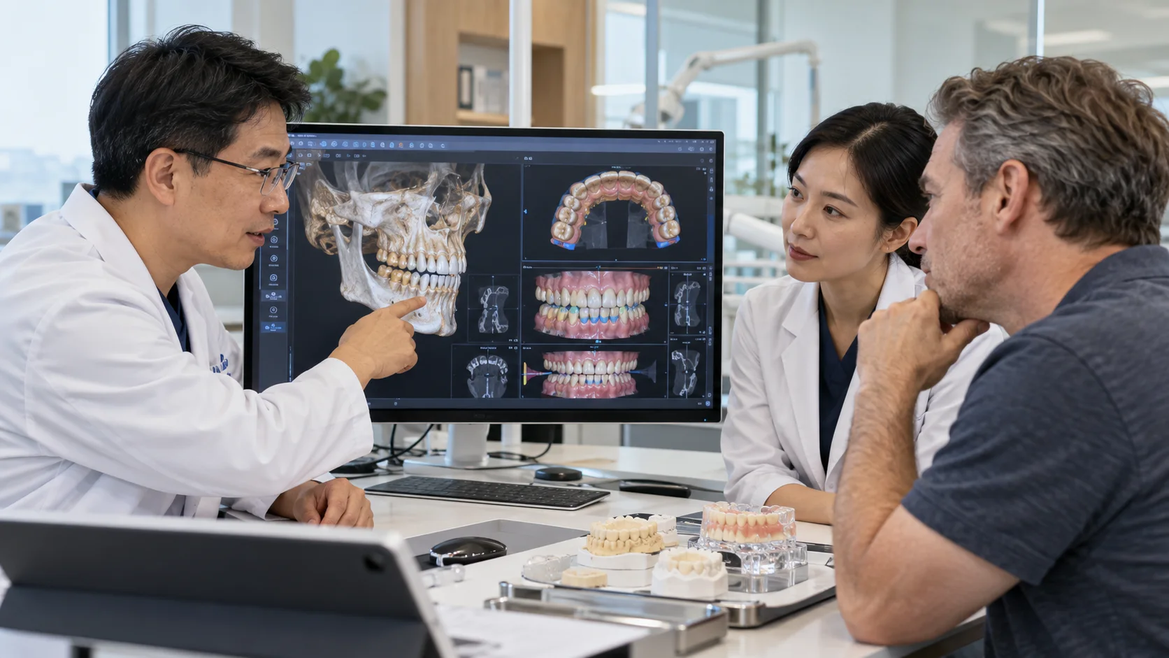 Dentistry specialist reviewing a care plan with an international patient